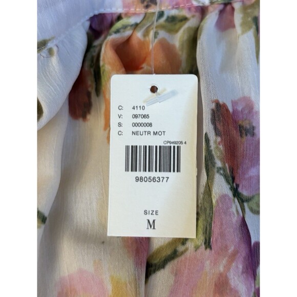 ANTHROPOLOGIE Babydoll Balloon Top Women Medium Floral Chiffon Square Neck Crop - Picture 4 of 12